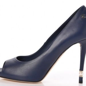 Chanel Lambskin Pearl Peep toe Pumps